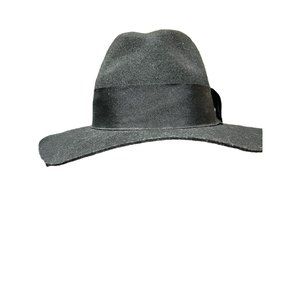 H&M Women Black  Wool Hat Floppy Ribbon Band Size M/56 Fedora